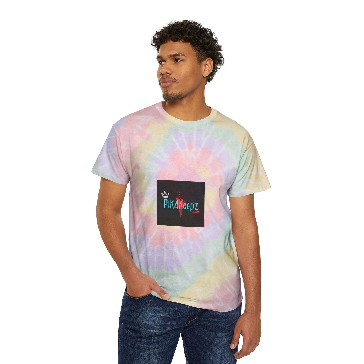 Pik4Keepz Logo, Tie-Dye Tee, Spiral